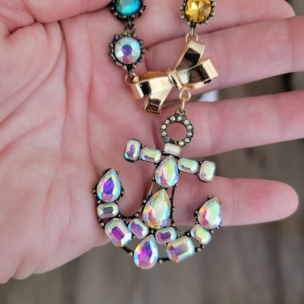 Betsey Johnson Necklace Anchor Crystal NWT #2381 - Picture 10 of 12